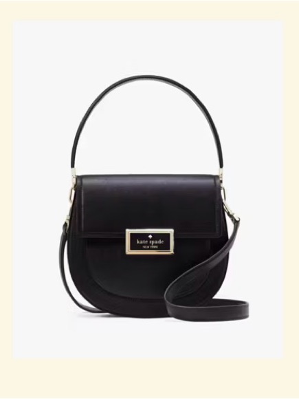 Kate Spade Black Leather Reegan Saddle Crossbody With Top Handle